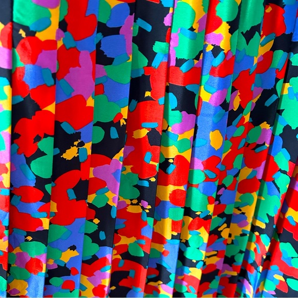 Vintage colorful pleated midi skirt - Picture 2 of 3